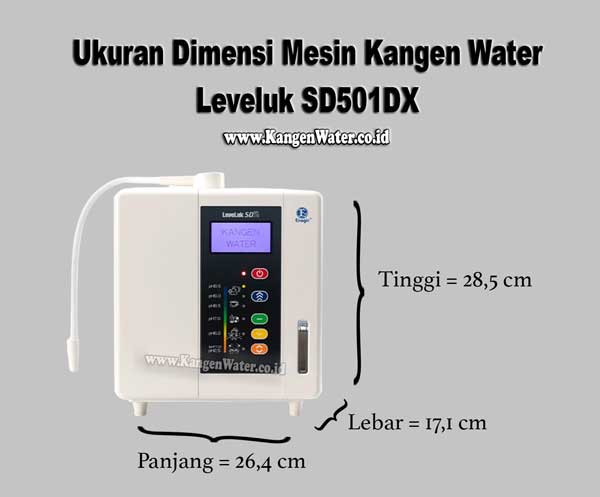 ukuran dimensi mesin kangen water leveluk sd501dx