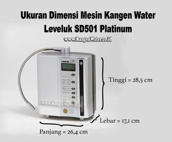 ukuran dimensi mesin kangen water leveluk sd501 platinum